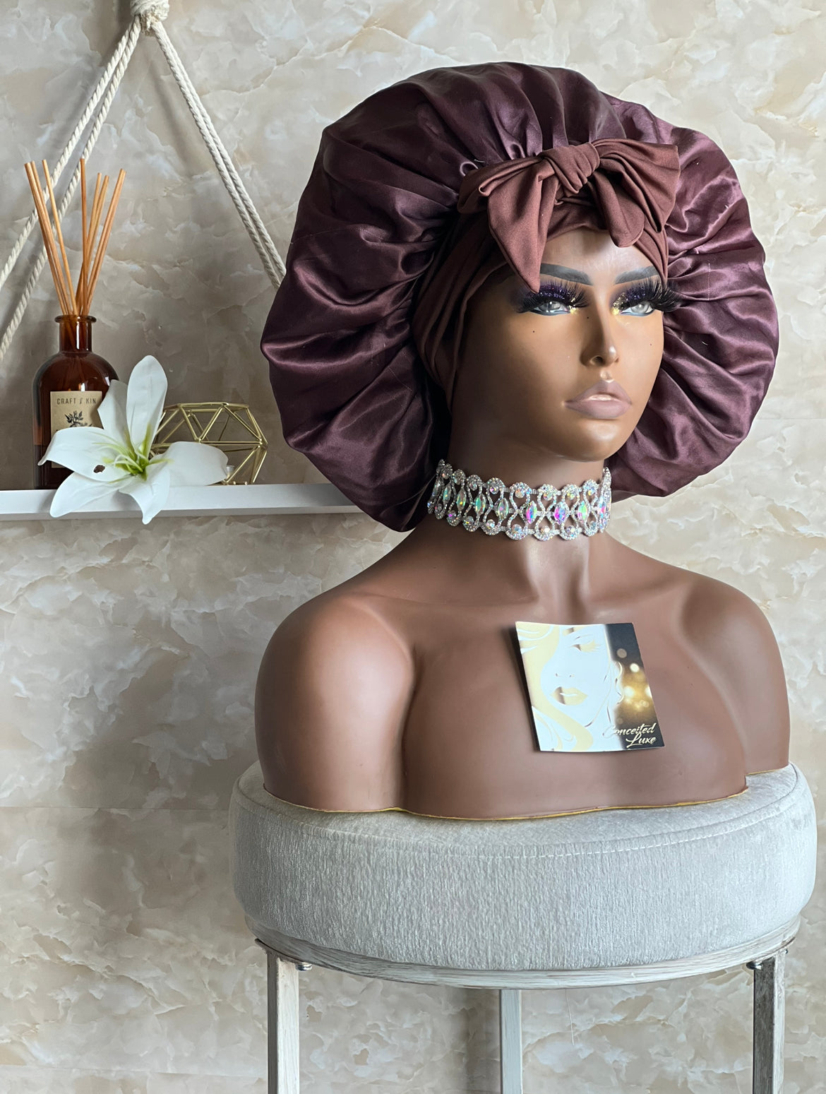 Brown Silk Bonnet