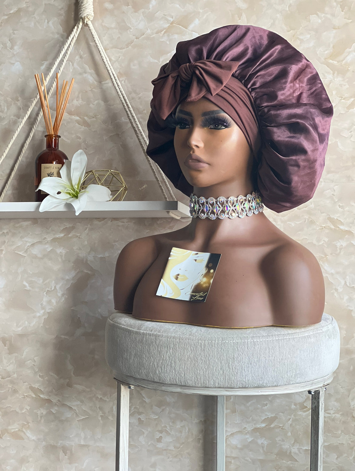 Brown Silk Bonnet